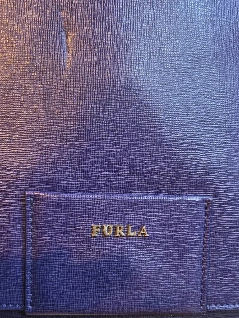 Furla Deep Blue Leather Chain-Trim Removeable Shoulder Bag